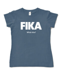 blue denim woman fika t-shirt