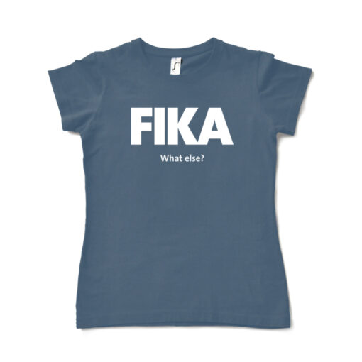 blue denim woman fika t-shirt