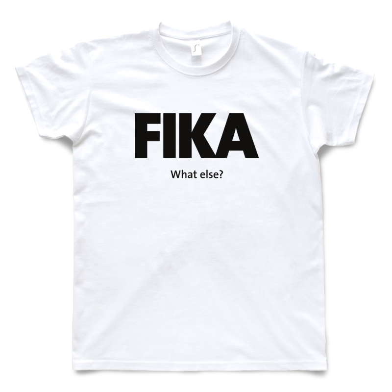 White T shirt Man Tasty Black Fika design
